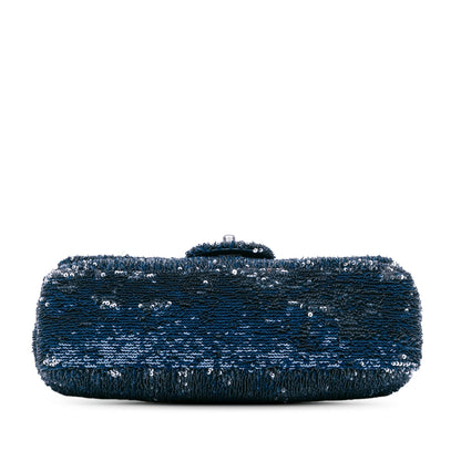 Chanel Paris Cuba Medium Sequin Coco Cuba Single Flap Blue