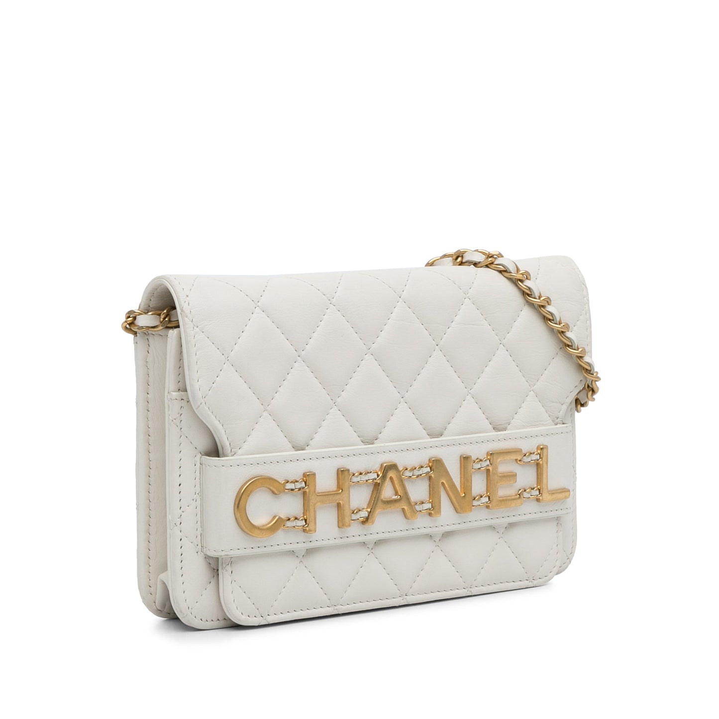 Chanel Enchained Flap Wallet on Chain White