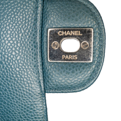 Chanel Medium Classic Chevron Caviar Double Flap Blue