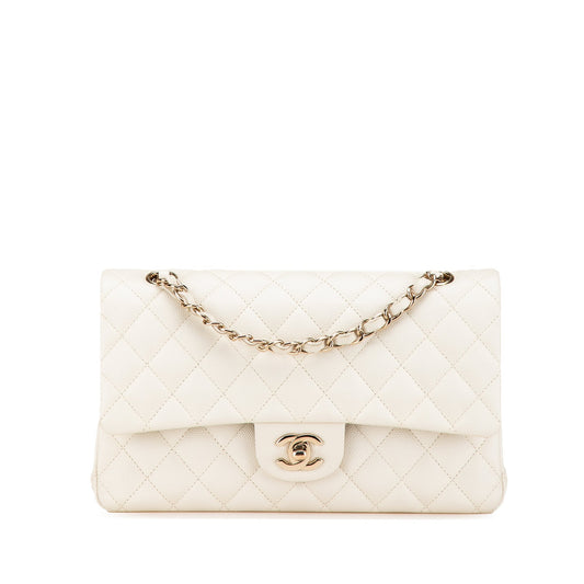 Chanel Medium Classic Caviar Double Flap White