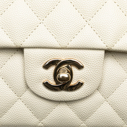 Chanel Medium Classic Caviar Double Flap White