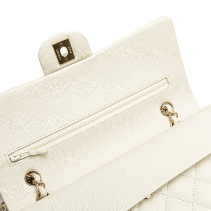 Chanel Medium Classic Caviar Double Flap White