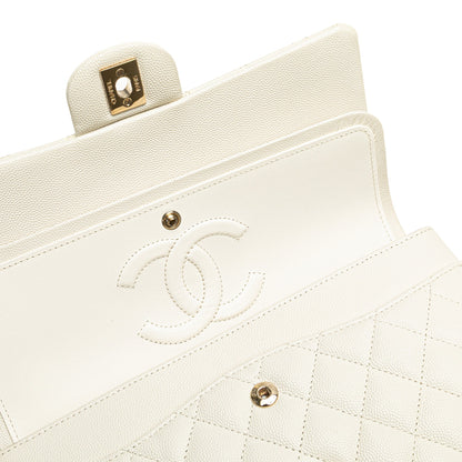 Chanel Medium Classic Caviar Double Flap White