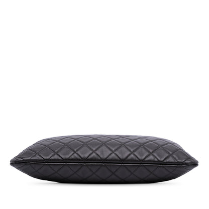 Chanel Large Quilted Lambskin O Case Clutch Black