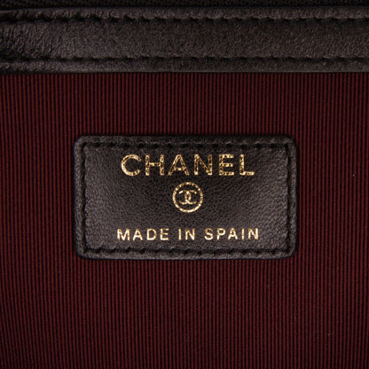 Chanel Large Quilted Lambskin O Case Clutch Black