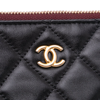 Chanel Large Quilted Lambskin O Case Clutch Black