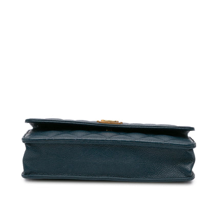 Chanel Quilted Caviar Boy Wallet on Chain Blue