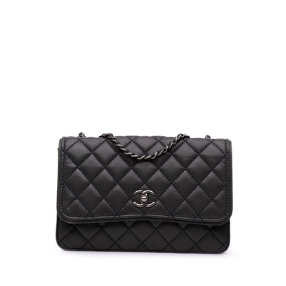 Chanel CC Quilted Caviar Single Flap Black
