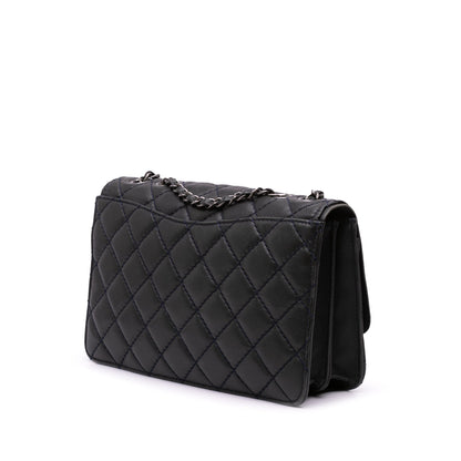 Chanel CC Quilted Caviar Single Flap Black