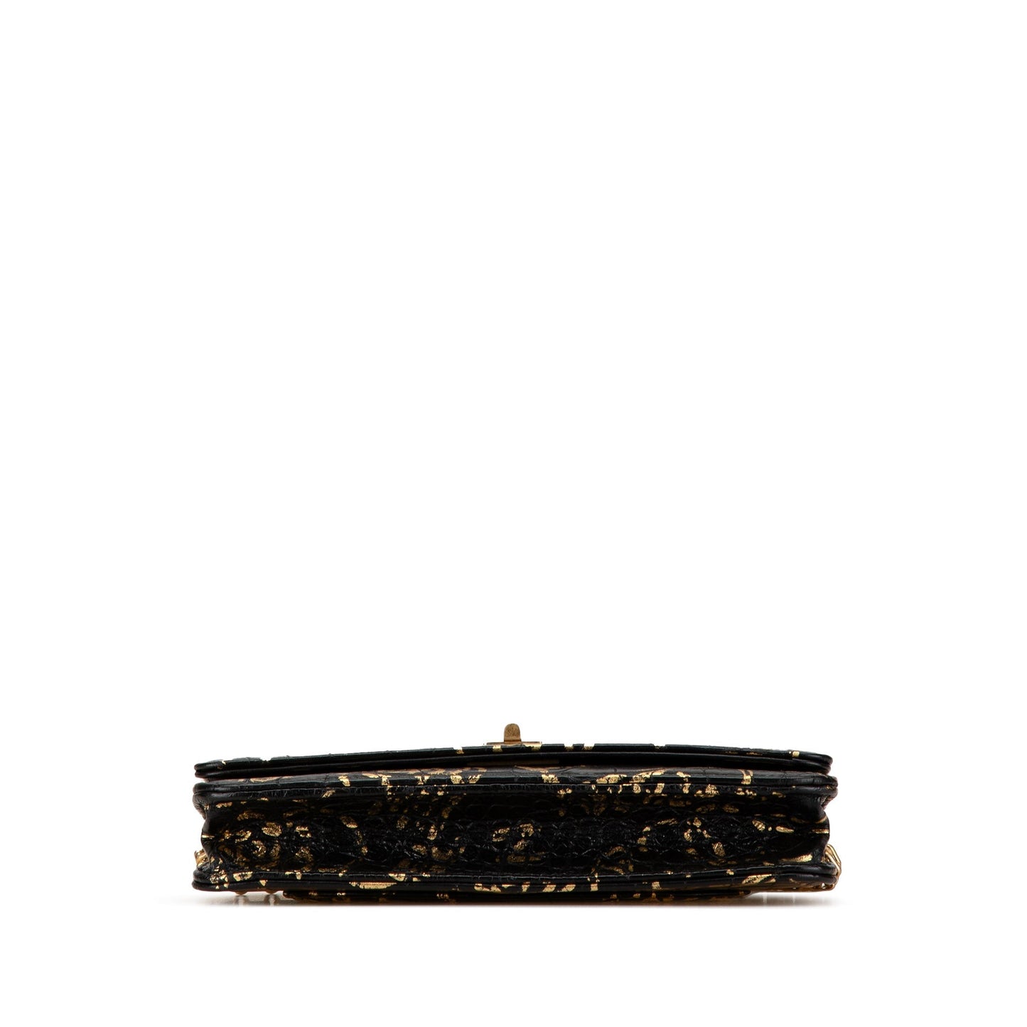 Chanel Calfskin Crocodile Embossed Graffiti 2.55 Cocodile Reissue Wallet On Chain Black
