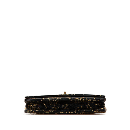Chanel Calfskin Crocodile Embossed Graffiti 2.55 Cocodile Reissue Wallet On Chain Black