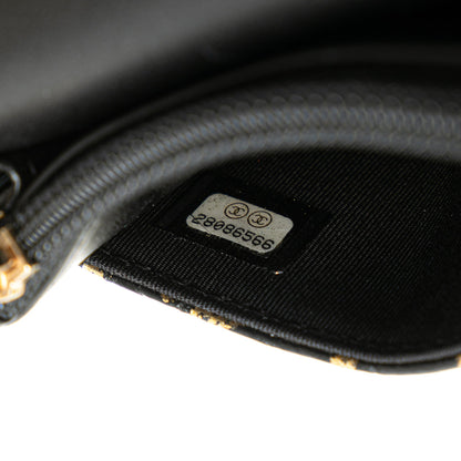 Chanel Calfskin Crocodile Embossed Graffiti 2.55 Cocodile Reissue Wallet On Chain Black