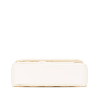 Chanel Quilted Caviar Frame Flap Clutch with Chain White