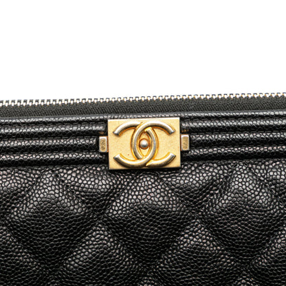 Chanel Medium Quilted Caviar Boy O Case Clutch Black