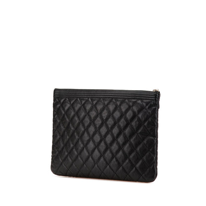 Chanel Medium Quilted Caviar Boy O Case Clutch Black