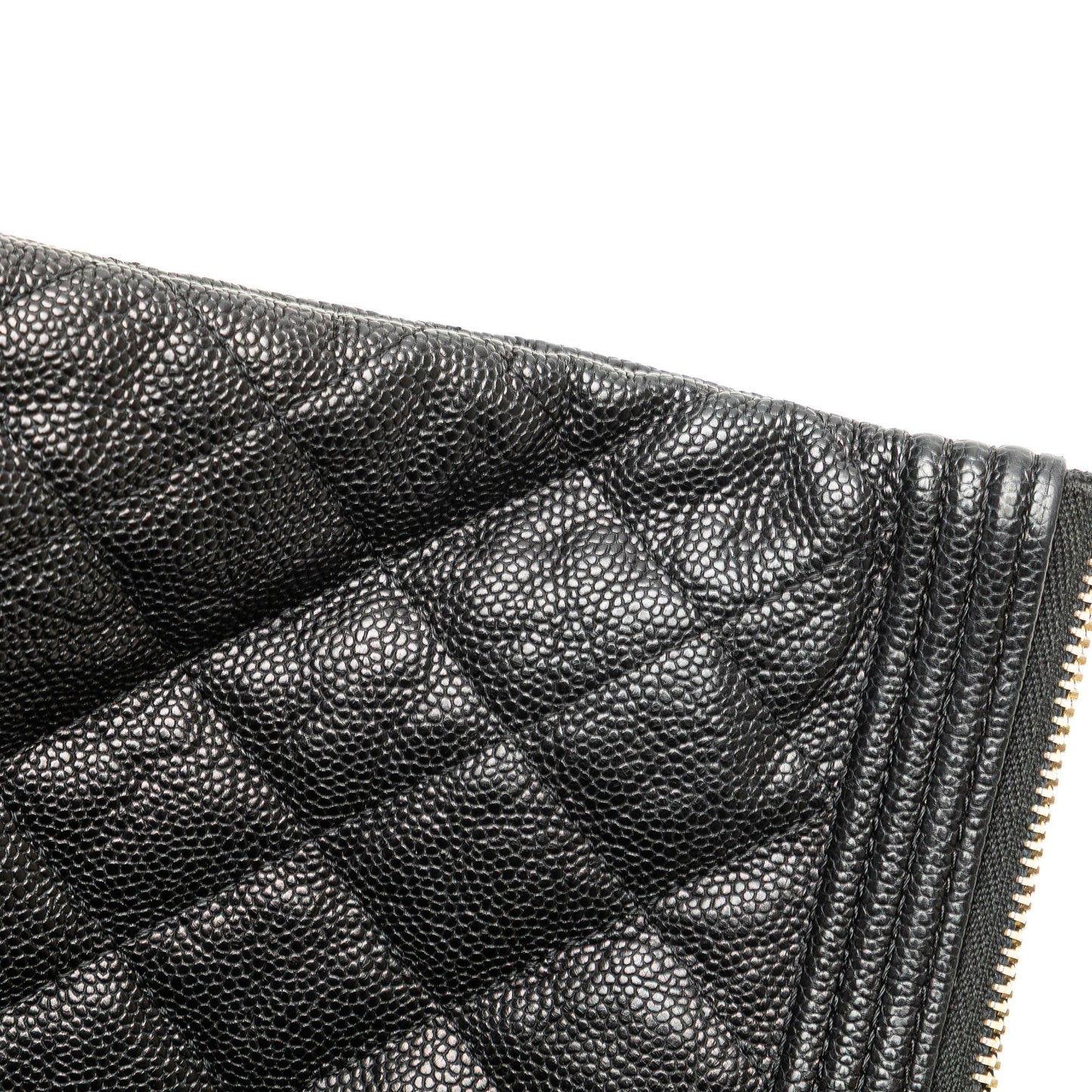 Chanel Medium Quilted Caviar Boy O Case Clutch Black