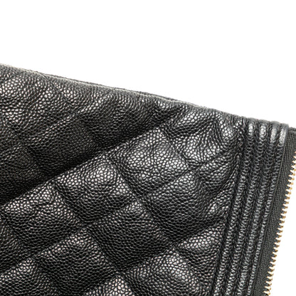 Chanel Medium Quilted Caviar Boy O Case Clutch Black