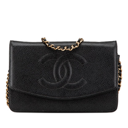 Chanel CC Caviar Wallet on Chain Black