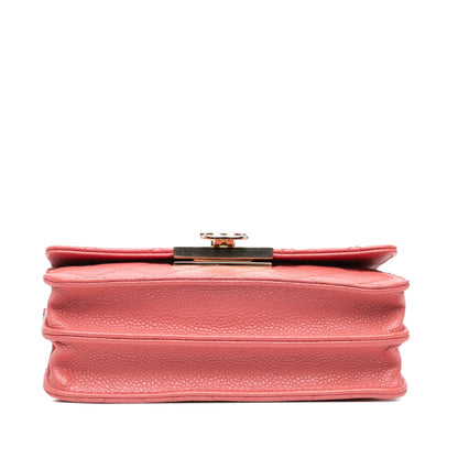 Chanel Quilted Caviar Golden Class Wallet On Chain Pink