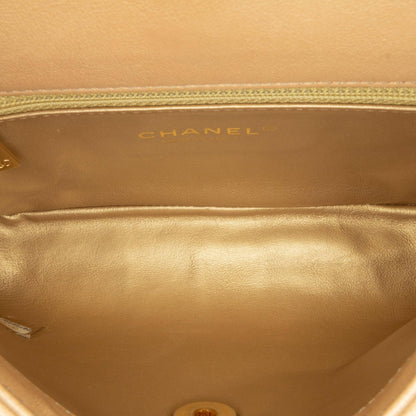 Chanel Quilted Lambskin CC Logo Bar Shoulder Bag Brown