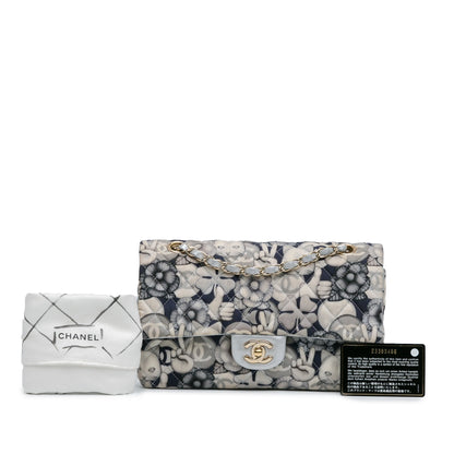 Chanel Medium Classic Nylon Cat Emoticon Double Flap White