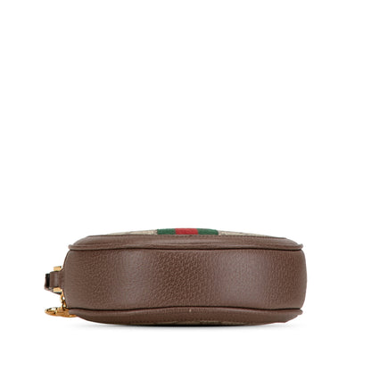 Gucci GG Supreme Ophidia Round Clutch Brown