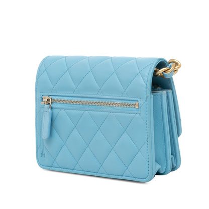 Chanel Quilted Lambskin Candy Chain Wallet Blue