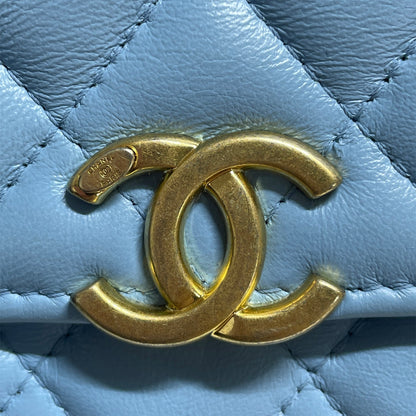 Chanel Quilted Lambskin Candy Chain Wallet Blue