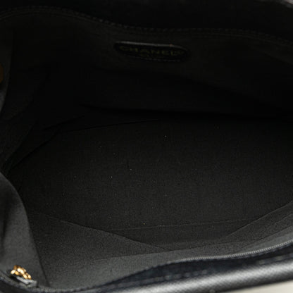 Chanel Caviar Tortoise Top Handle Tote Black