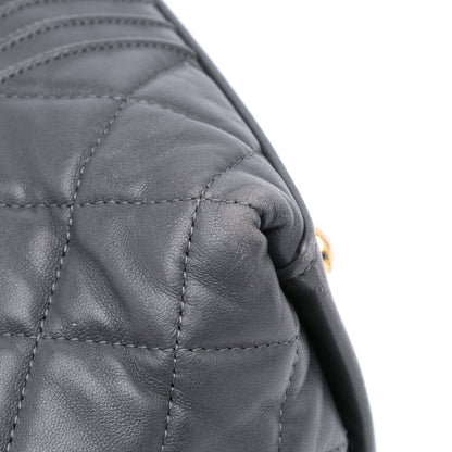 Chanel CC Quilted Lambskin Pin Tuck Tote Gray