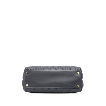 Chanel CC Quilted Lambskin Pin Tuck Tote Gray