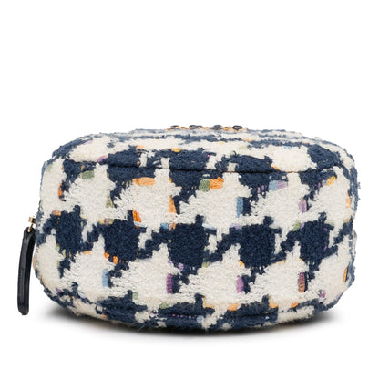 Chanel Tweed 19 Round Clutch with Chain White