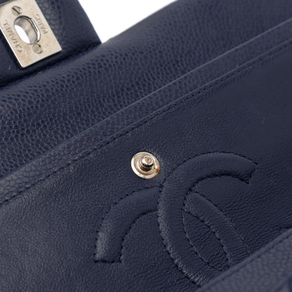 Chanel Medium Classic Caviar Double Flap Blue