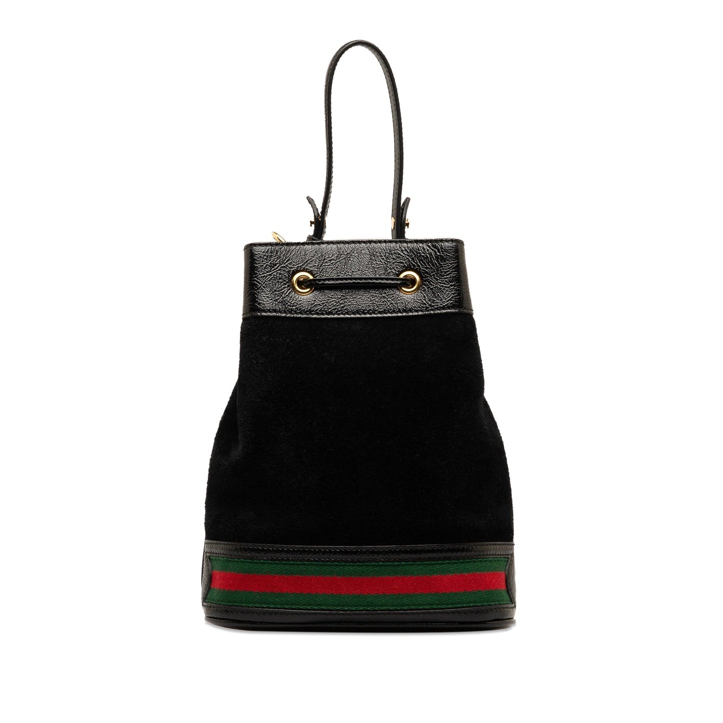 Gucci Suede Ophidia Web Bucket Bag Black