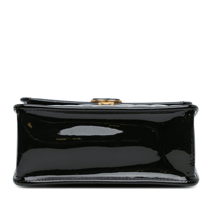 Chanel Mini Quilted Patent Graphic Catch Flap Black