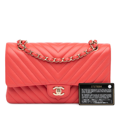 Chanel Medium Classic Chevron Lambskin Double Flap Red