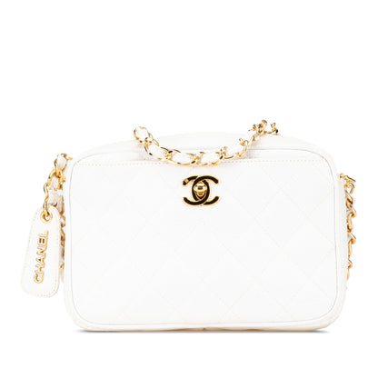 Chanel Quilted Caviar CC Camera Bag White
