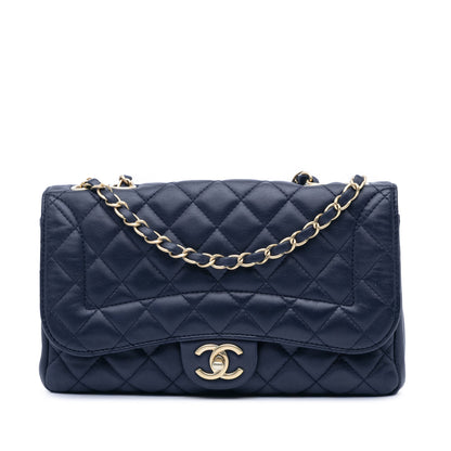 Chanel Medium Quilted Lambskin Mademoiselle Chic Flap Blue