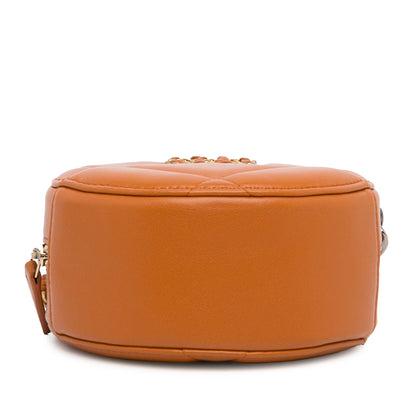 Chanel Lambskin 19 Round Clutch with Chain Brown