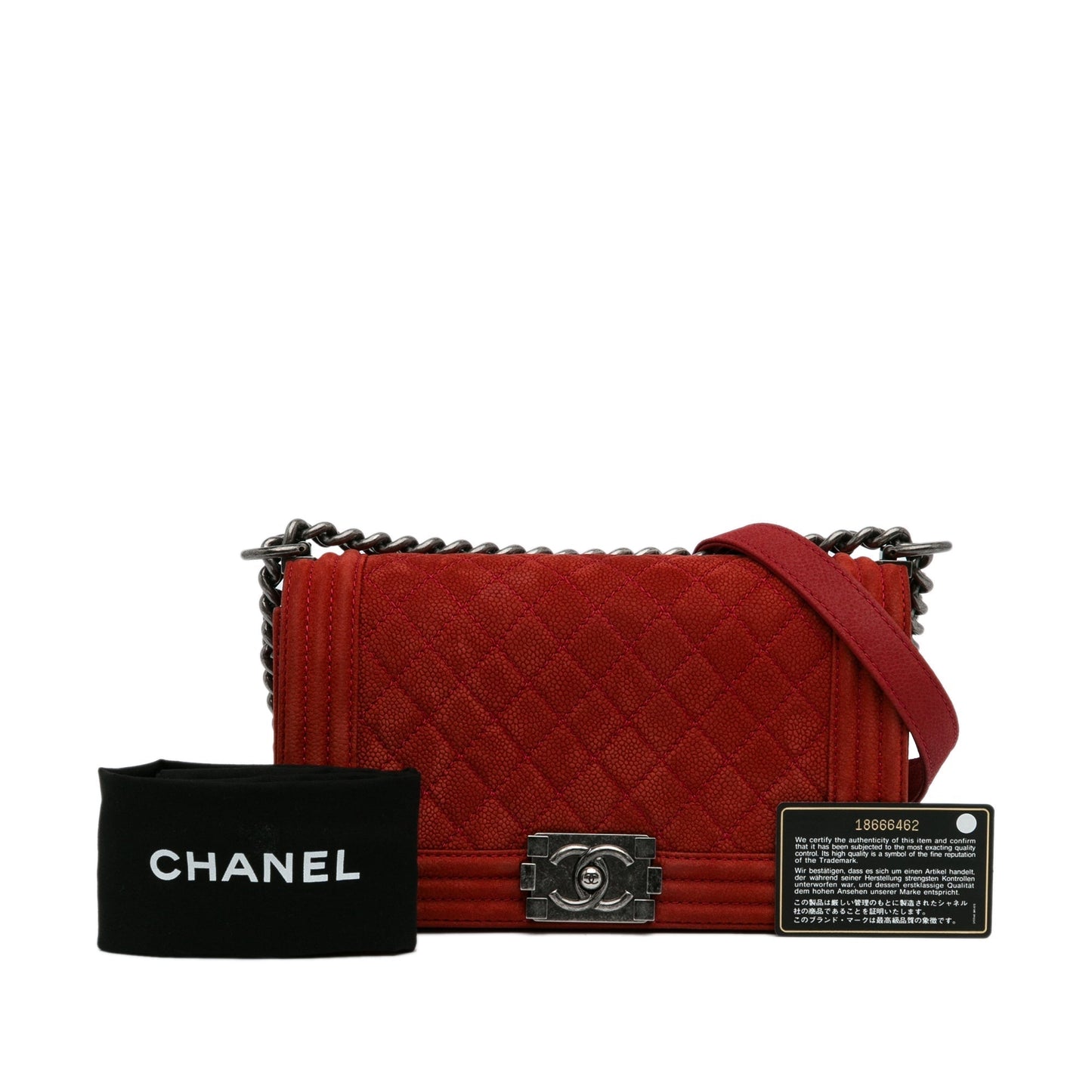 Chanel Old Medium Quilted Caviar Boy Flap Red