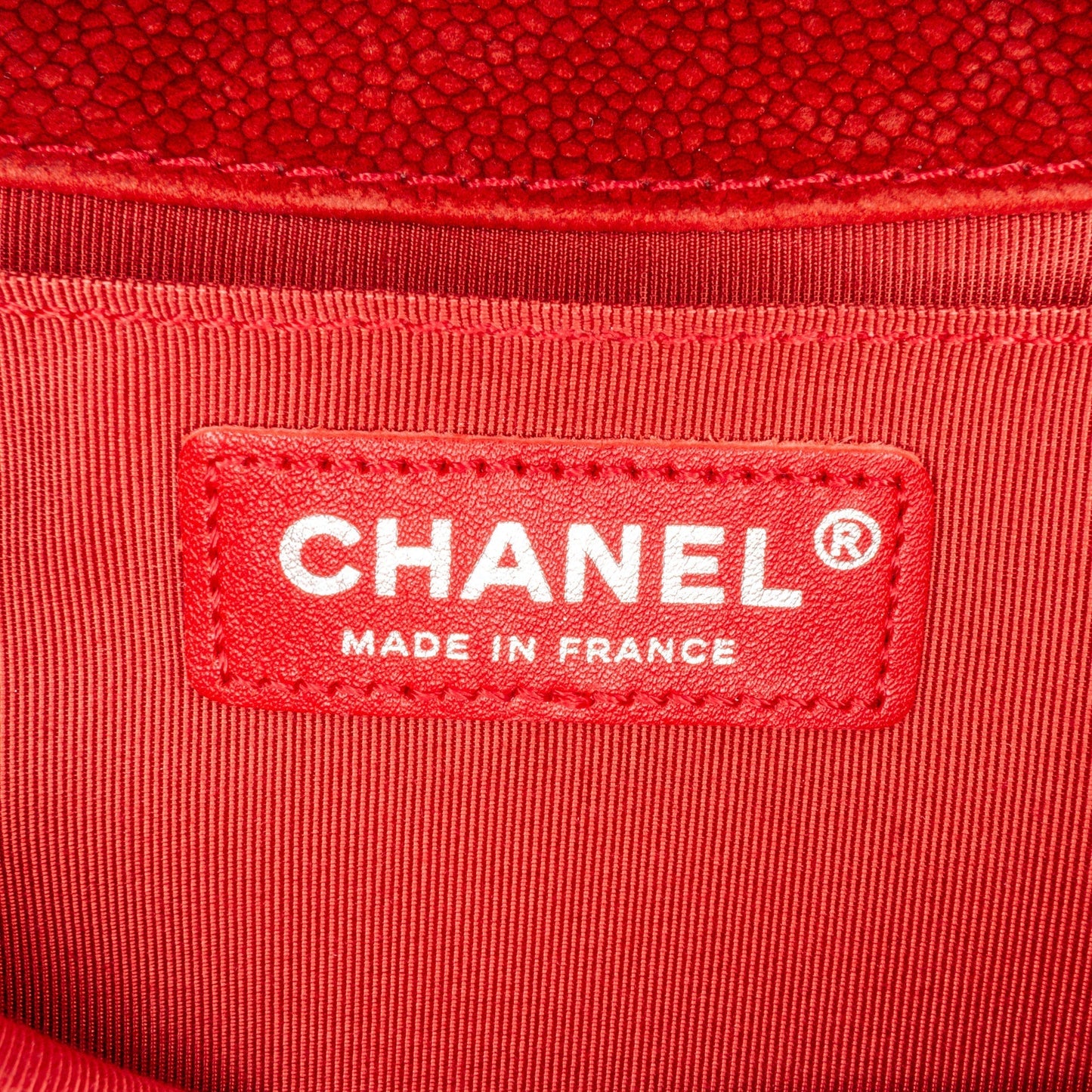 Chanel Old Medium Quilted Caviar Boy Flap Red