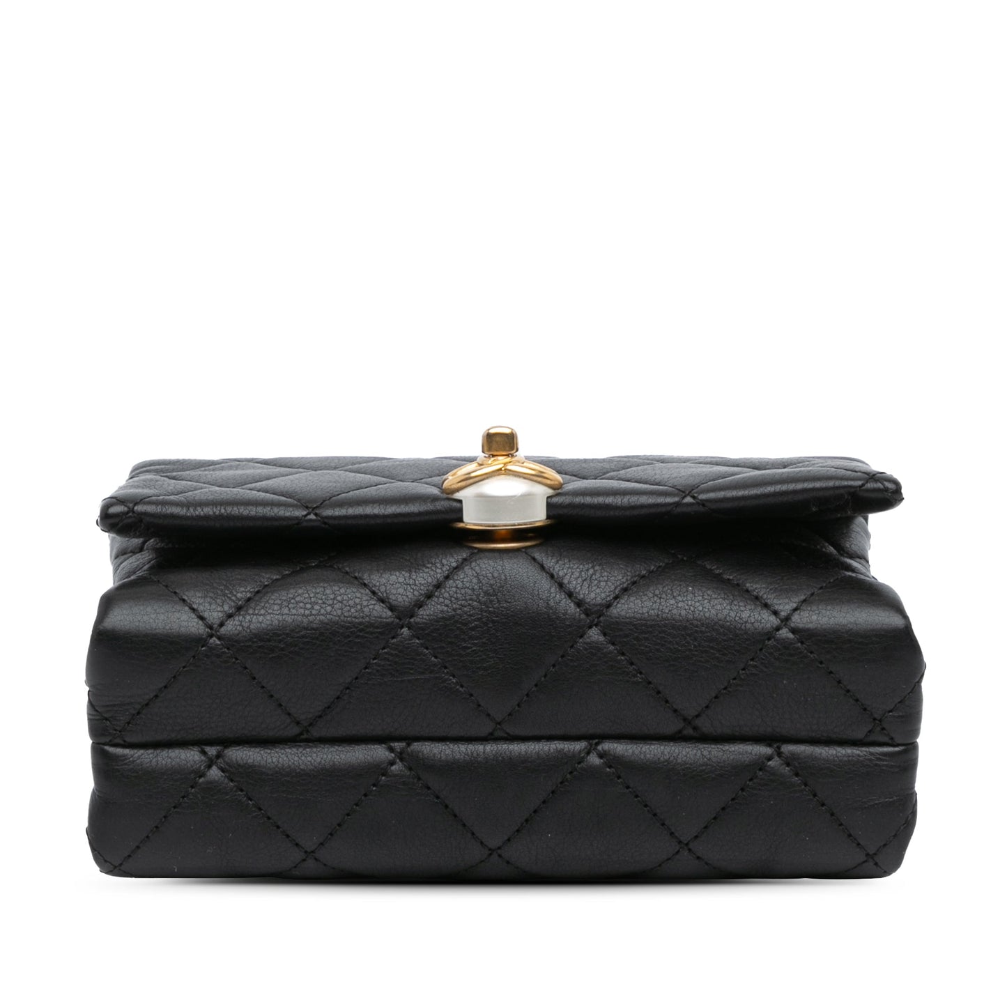 Chanel Quilted Calfskin Pearl CC Accordion Flap Black