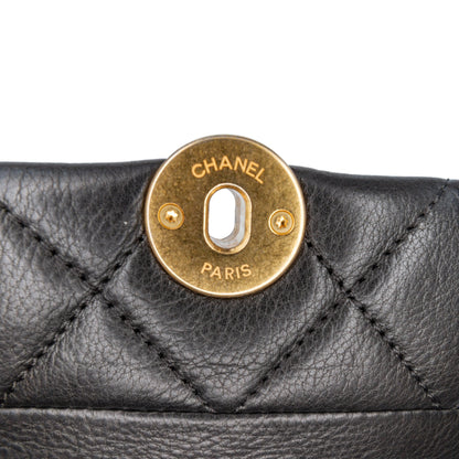 Chanel Mini Quilted Calfskin Pearl CC Accordion Flap Black