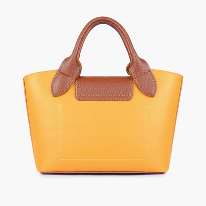Mustard mini top-handle tote bag