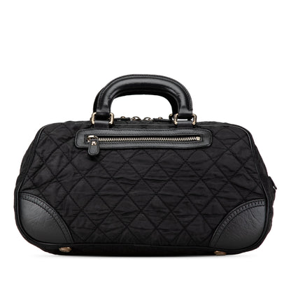 Chanel Paris New York Quilted Nylon Duffle Handbag Black