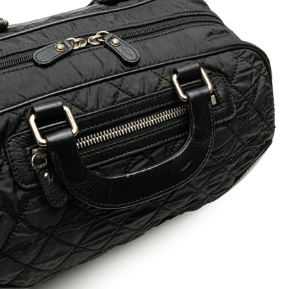 Chanel Paris New York Quilted Nylon Duffle Handbag Black