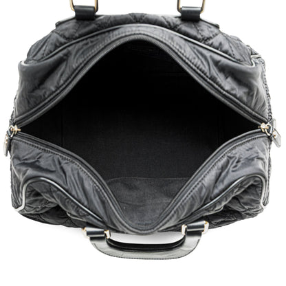 Chanel Paris New York Quilted Nylon Duffle Handbag Black