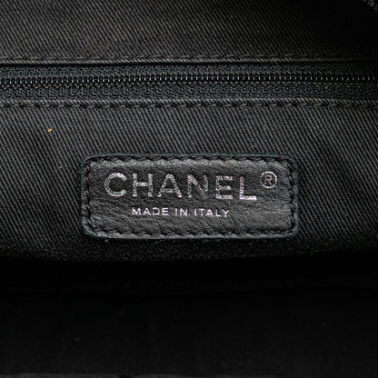 Chanel Paris New York Quilted Nylon Duffle Handbag Black