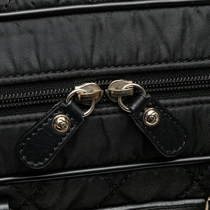 Chanel Paris New York Quilted Nylon Duffle Handbag Black