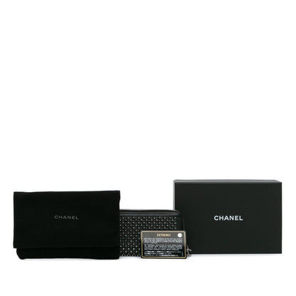 Chanel Bull Leather Studded Zip Wallet Black